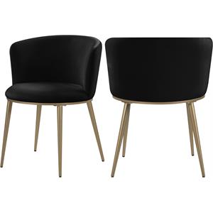 Maklaine Contemporary Soft Black Velvet Dining Chair (Set of 2)