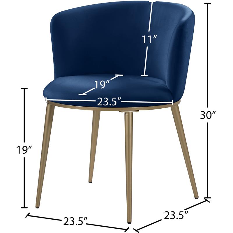 Maklaine Contemporary Soft Navy Velvet Dining Chair (Set of 2)