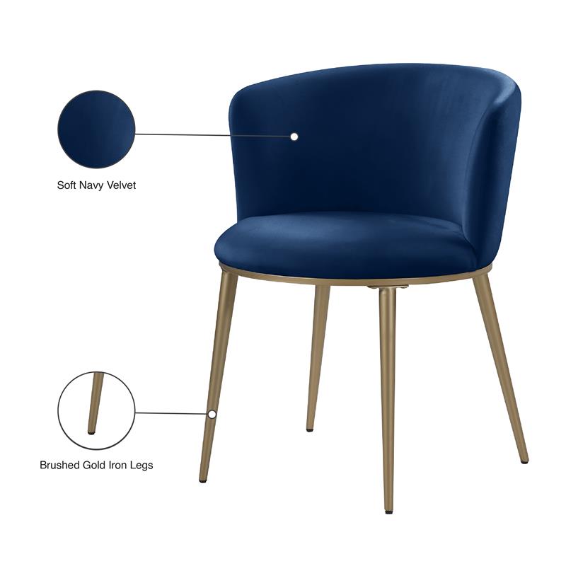 Maklaine Contemporary Soft Navy Velvet Dining Chair (Set of 2)