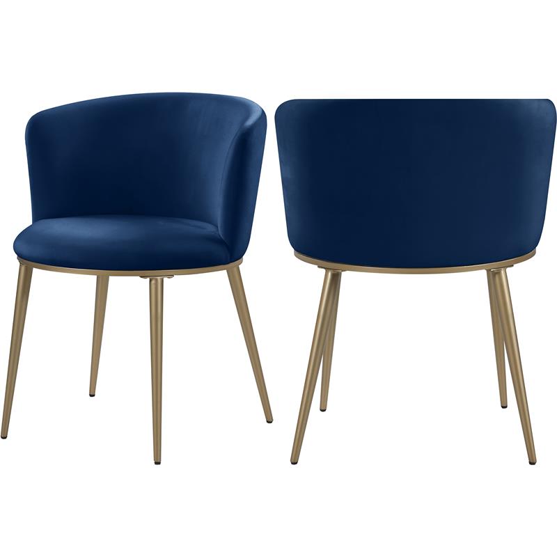 Maklaine Contemporary Soft Navy Velvet Dining Chair (Set of 2)