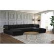 Maklaine Contemporary Deep Biscuit Tufted Black Velvet 3pc. Sectional