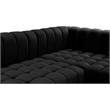 Maklaine Contemporary Deep Biscuit Tufted Black Velvet 3pc. Sectional