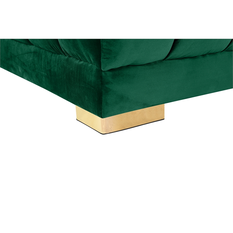 Maklaine Contemporary Deep Biscuit Tufted Green Velvet 3pc. Sectional