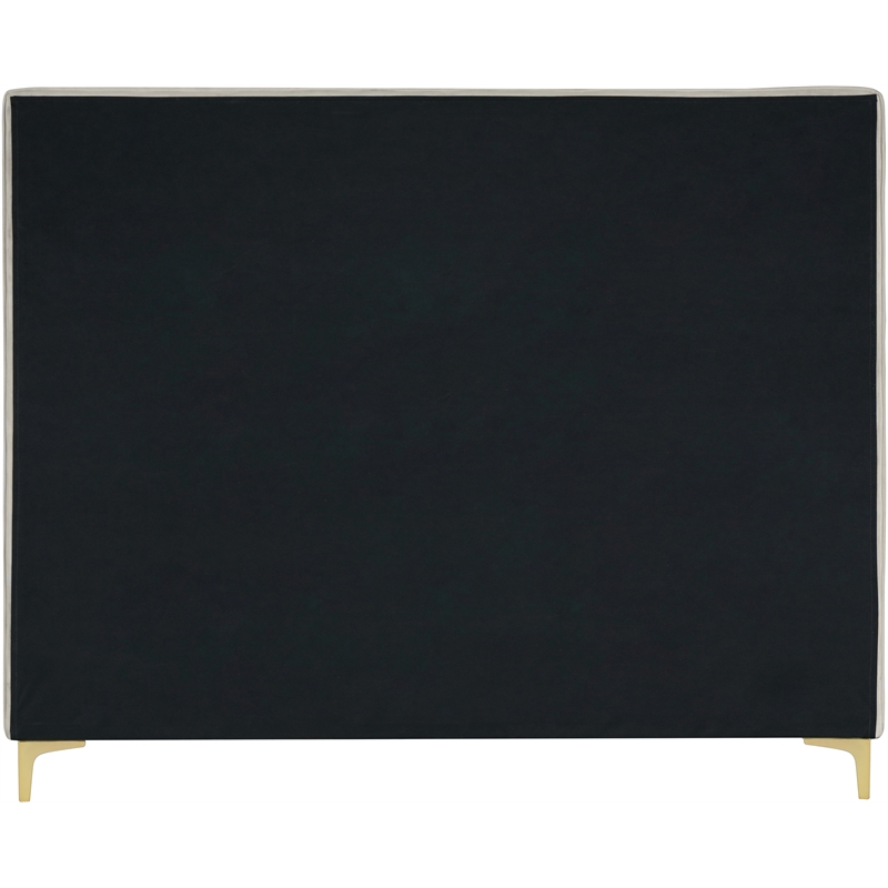 Maklaine Cream Velvet Full Bed with Gold and Chrome Legs Included