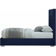 Maklaine Navy Velvet Twin Bed with Gold/Chrome Legs Included