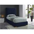 Maklaine Navy Velvet Twin Bed with Gold/Chrome Legs Included