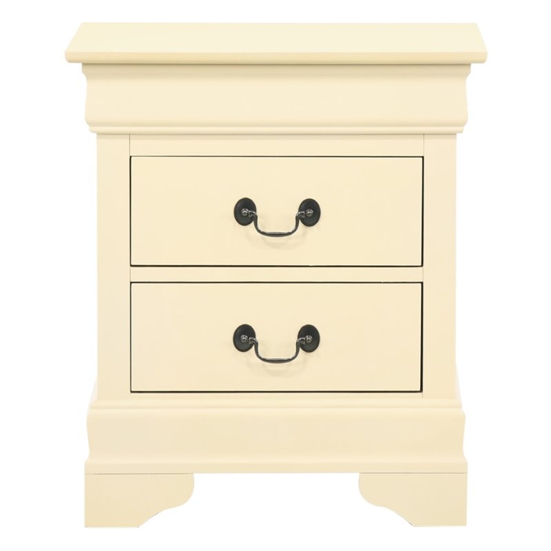 Maklaine Contemporary Manufactured Wood 2 Drawer Nightstand in Beige