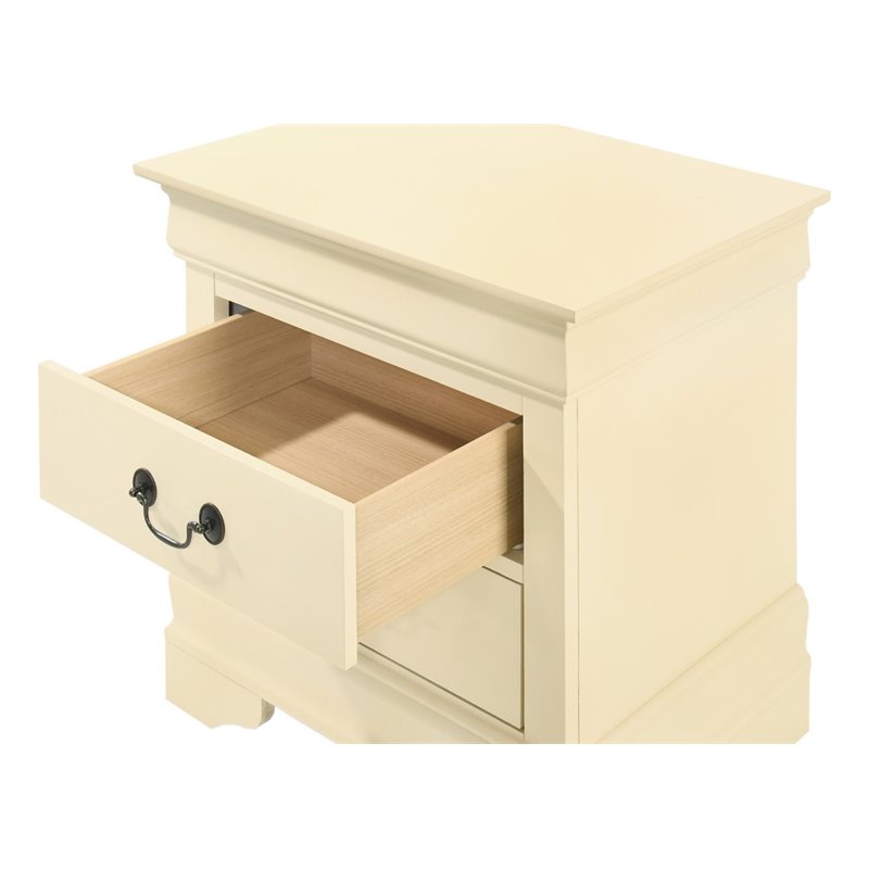 Maklaine Contemporary Manufactured Wood 2 Drawer Nightstand in Beige