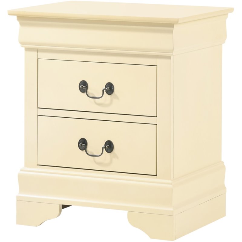 Maklaine Contemporary Manufactured Wood 2 Drawer Nightstand in Beige
