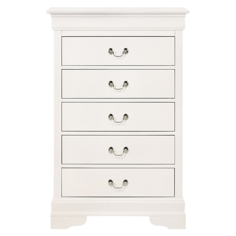 Maklaine Modern / Contemporary 5 Dovetailed Drawers Chest in White