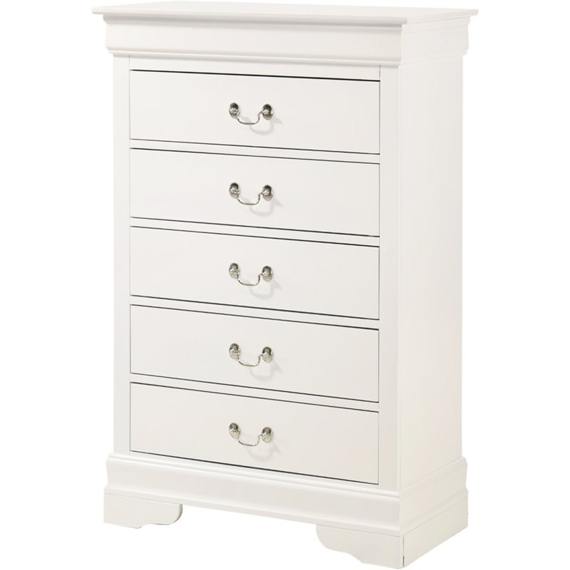 Maklaine Modern / Contemporary 5 Dovetailed Drawers Chest in White