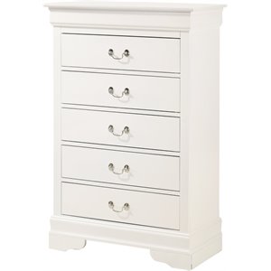 Maklaine Modern / Contemporary 5 Dovetailed Drawers Chest in White