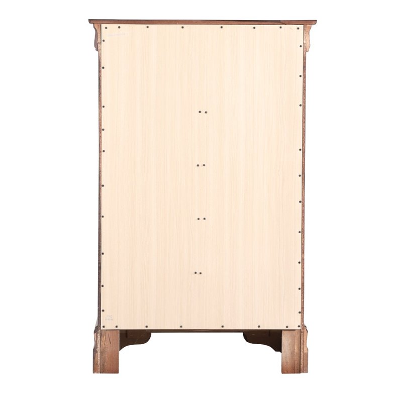 Maklaine Contemporary Manufactured Wood 5 Drawer Chest in Cherry