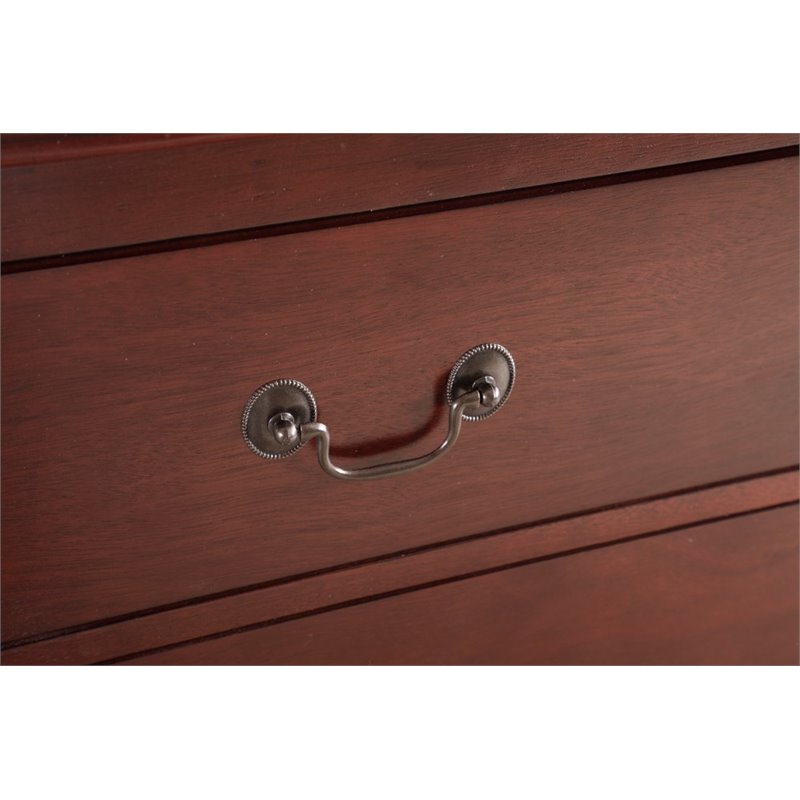 Maklaine Contemporary Manufactured Wood 5 Drawer Chest in Cherry