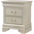 Maklaine Contemporary 2 Drawer Nightstand in Silver Champagne