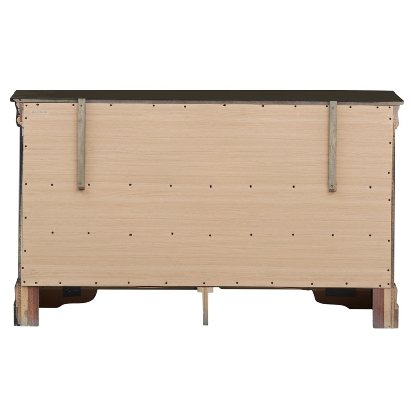 Maklaine Contemporary Manufactured Wood 6 Drawer Dresser in Gray