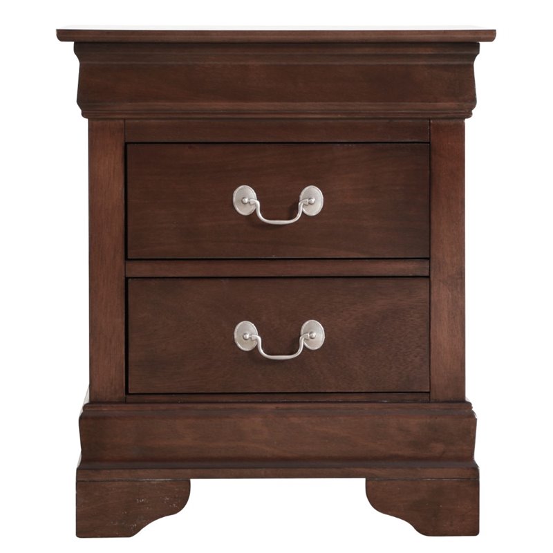 Maklaine Contemporary 2 Drawer Nightstand in Cappuccino Finish