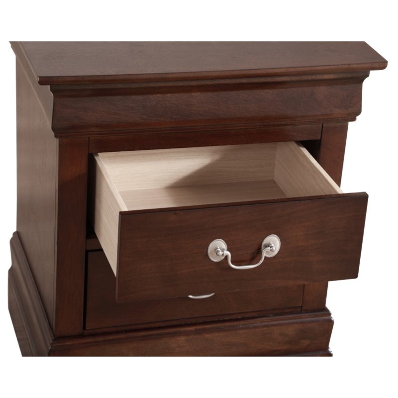 Maklaine Contemporary 2 Drawer Nightstand in Cappuccino Finish