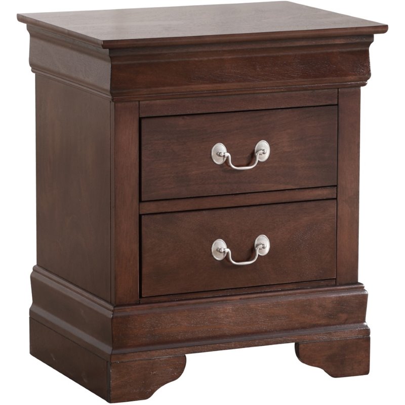 Maklaine Contemporary 2 Drawer Nightstand in Cappuccino Finish