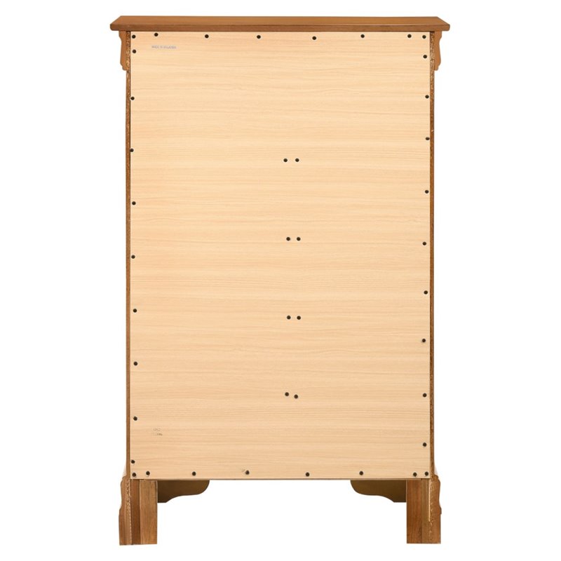 Maklaine Contemporary Dovetailed Drawers 5 Drawer Chest in Oak