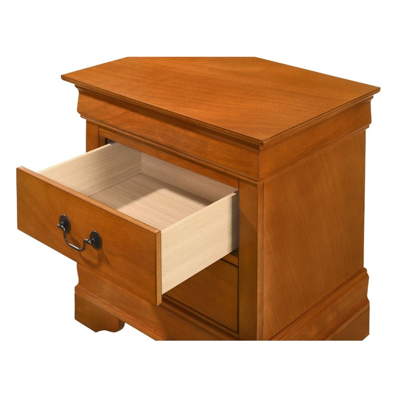 Maklaine Contemporary Manufactured Wood 2 Drawer Nightstand in Oak