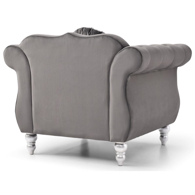 Maklaine Modern / Contemporary Velvet Chair in Dark Gray Finish