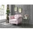 Maklaine Contemporary Velvet Tufted Inside Back and Arms Chair in Pink