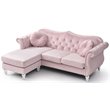 Maklaine Modern / Contemporary Velvet Sofa Chaise in Pink Finish