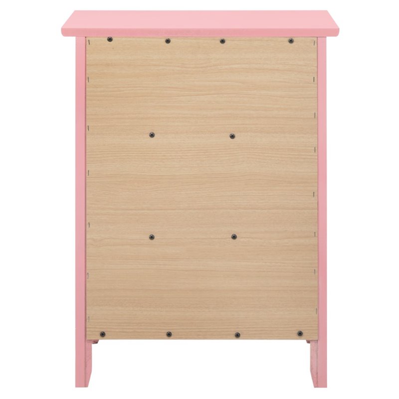 Maklaine Contemporary 3 Drawer Nightstand in Pink - Fully Assembled