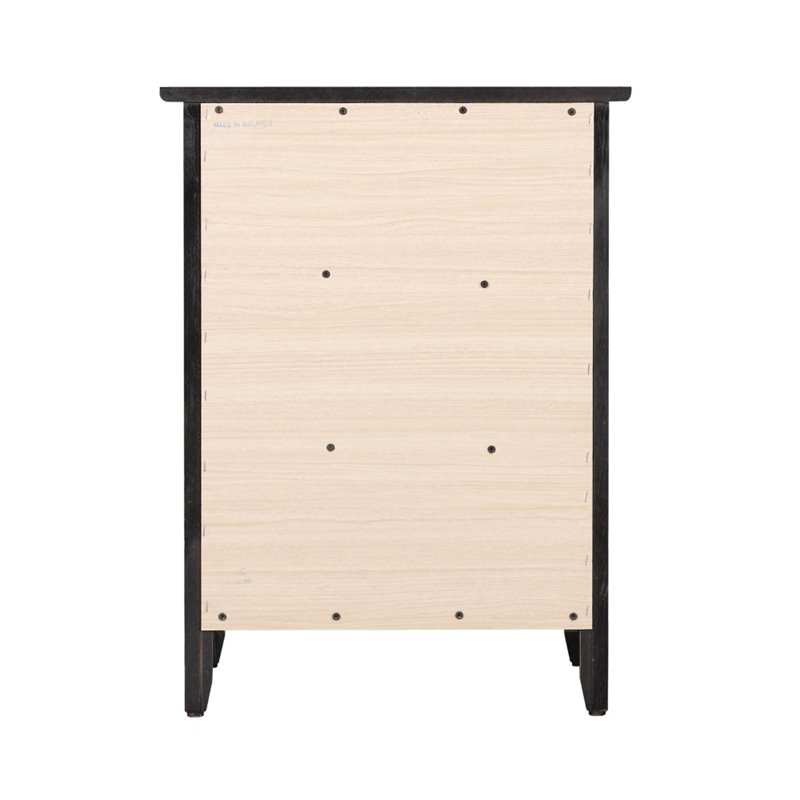 Maklaine Contemporary 3 Drawer Nightstand in Black - Fully Assembled