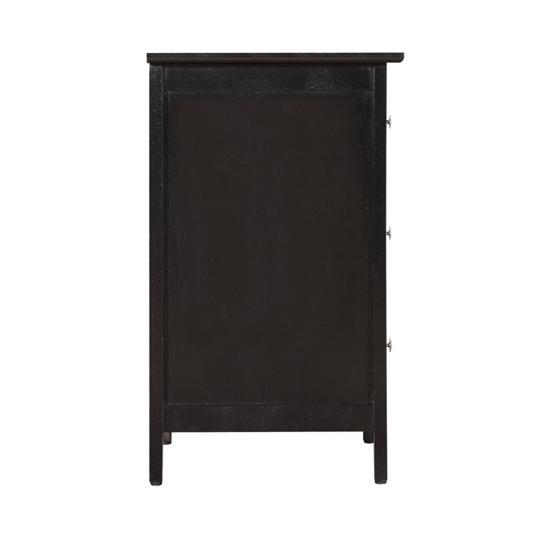 Maklaine Contemporary 3 Drawer Nightstand in Black - Fully Assembled