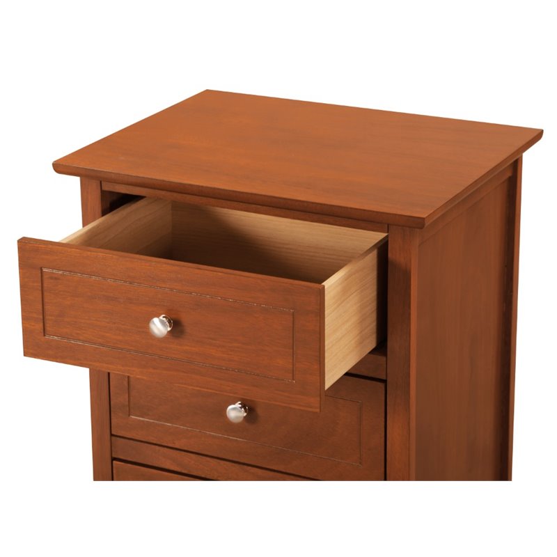 Maklaine Contemporary 3 Drawer Nightstand in Oak - Fully Assembled