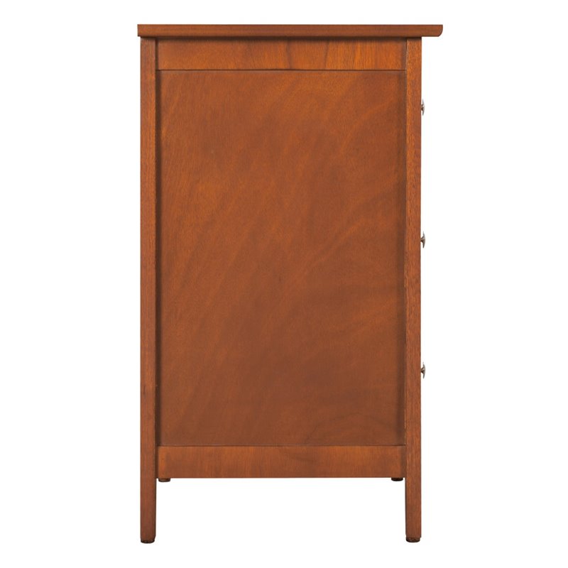 Maklaine Contemporary 3 Drawer Nightstand in Oak - Fully Assembled