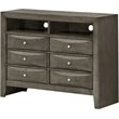 Maklaine Contemporary 6 Drawer TV Stand in Gray - Fully Assembled