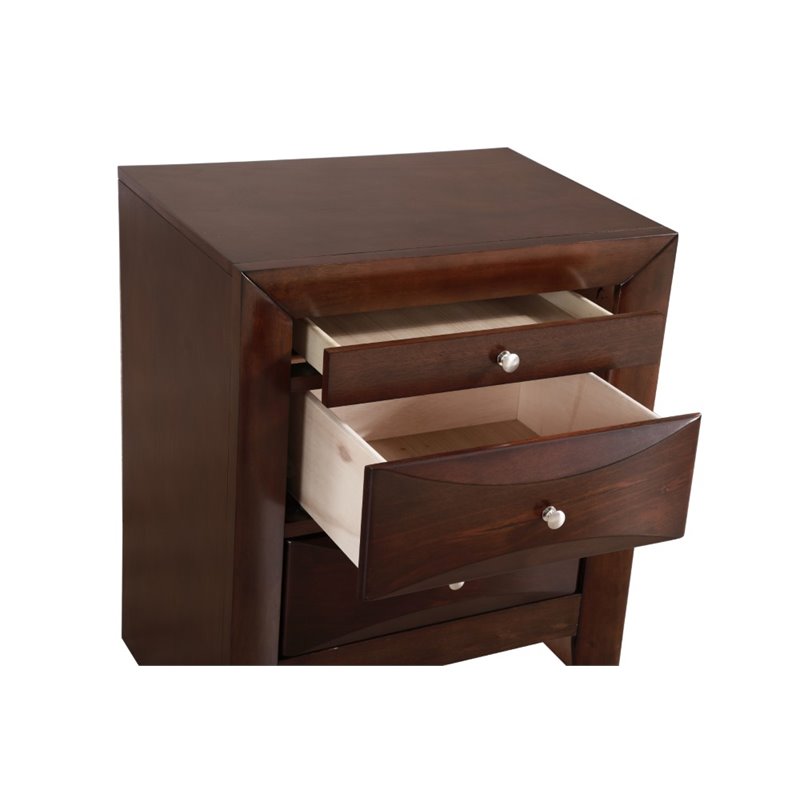 Maklaine Contemporary 3 Drawer Nightstand in Cappuccino Finish