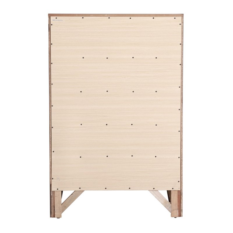 Maklaine Contemporary 5 Drawer Chest in Cherry - Fully Assembled