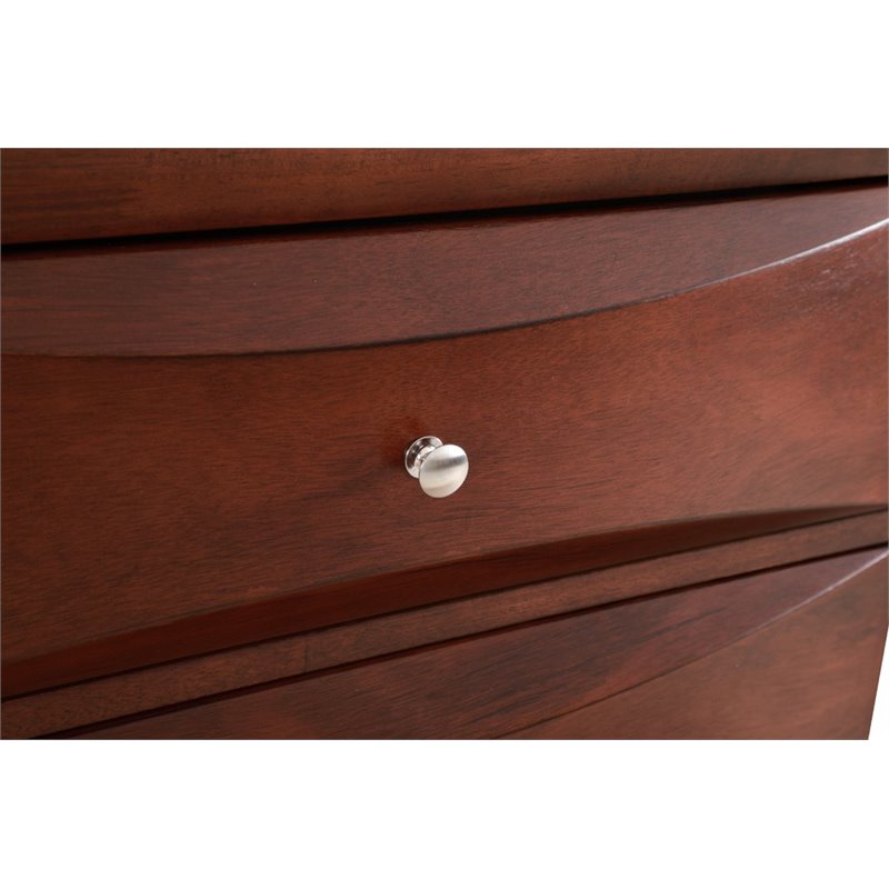 Maklaine Contemporary 5 Drawer Chest in Cherry - Fully Assembled