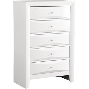 Maklaine Contemporary 5 Dovetailed Drawers Chest in White - Fully Assembled