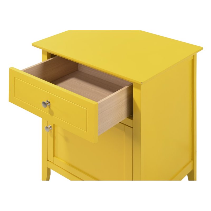 Maklaine Modern Solid Wood 1-Drawer/1-Door Nightstand in Yellow