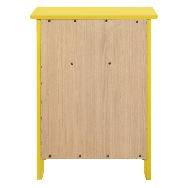 Maklaine Modern Solid Wood 1-Drawer/1-Door Nightstand in Yellow