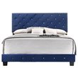 Maklaine Contemporary Velvet Upholstered Full Bed in Navy Blue