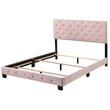 Maklaine Contemporary Velvet Upholstered Full Bed in Pink Finish
