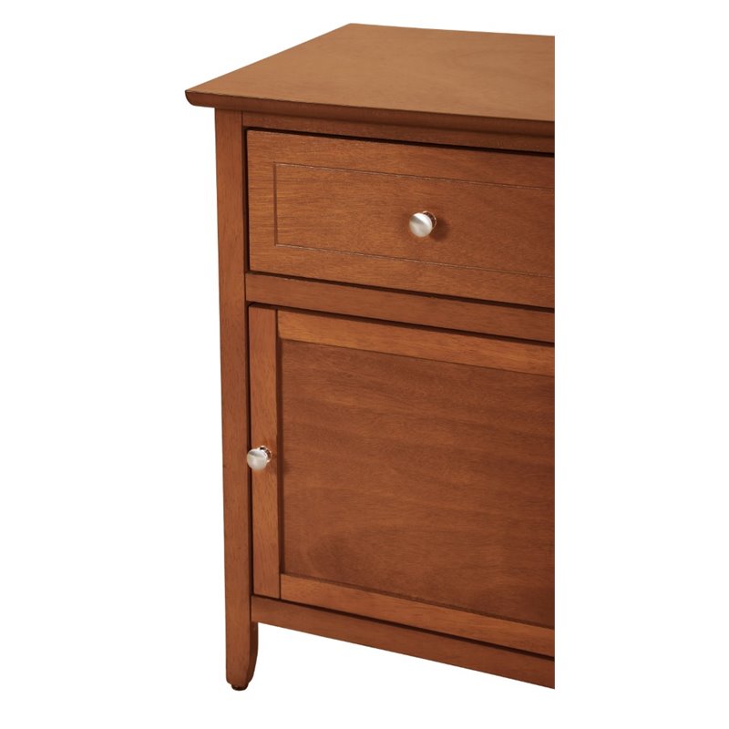 Maklaine Contemporary 1 Drawer 1 Door Nightstand in Oak Finish