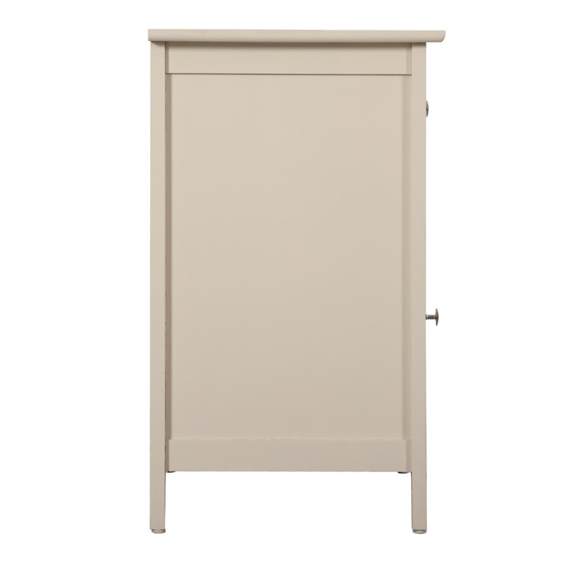 Maklaine Modern Solid Wood 1-Drawer/1-Door Nightstand in Beige