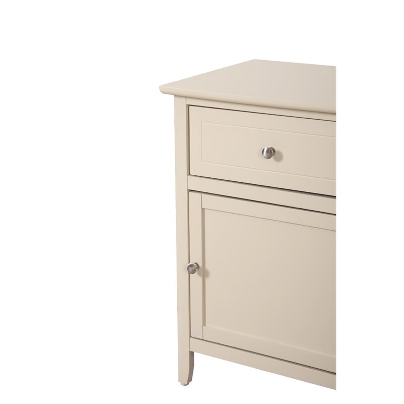 Maklaine Modern Solid Wood 1-Drawer/1-Door Nightstand in Beige