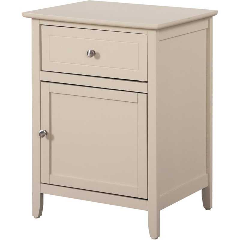 Maklaine Modern Solid Wood 1-Drawer/1-Door Nightstand in Beige