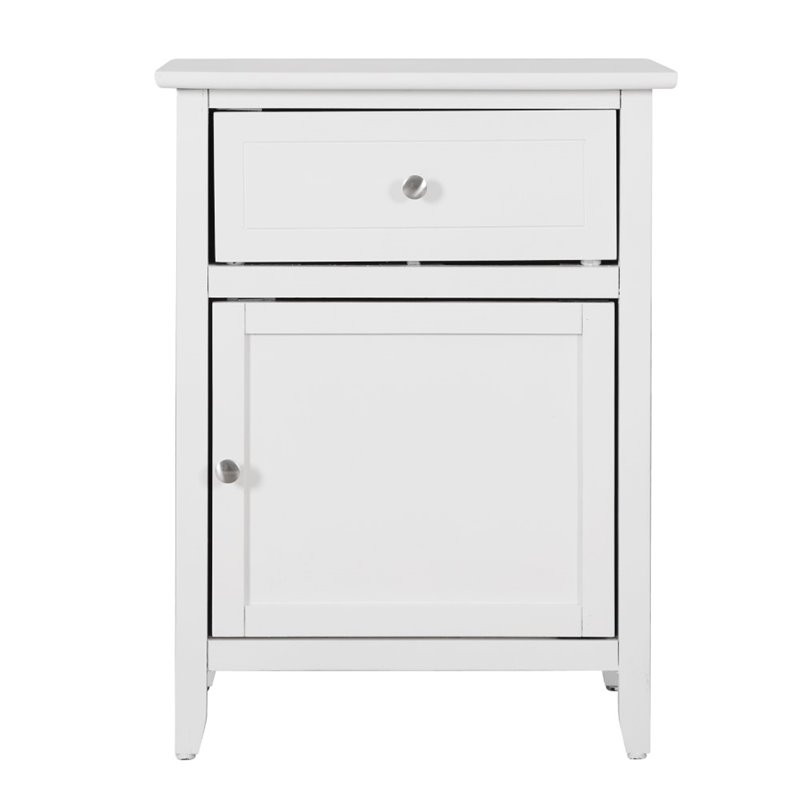 Maklaine Contemporary 1 Drawer 1 Door Nightstand in White Finish