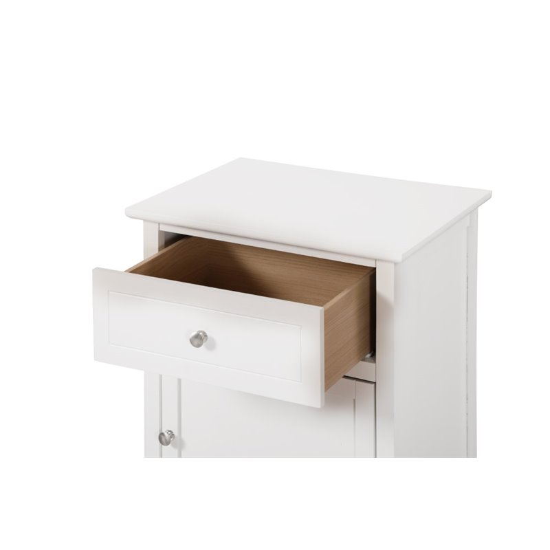 Maklaine Contemporary 1 Drawer 1 Door Nightstand in White Finish