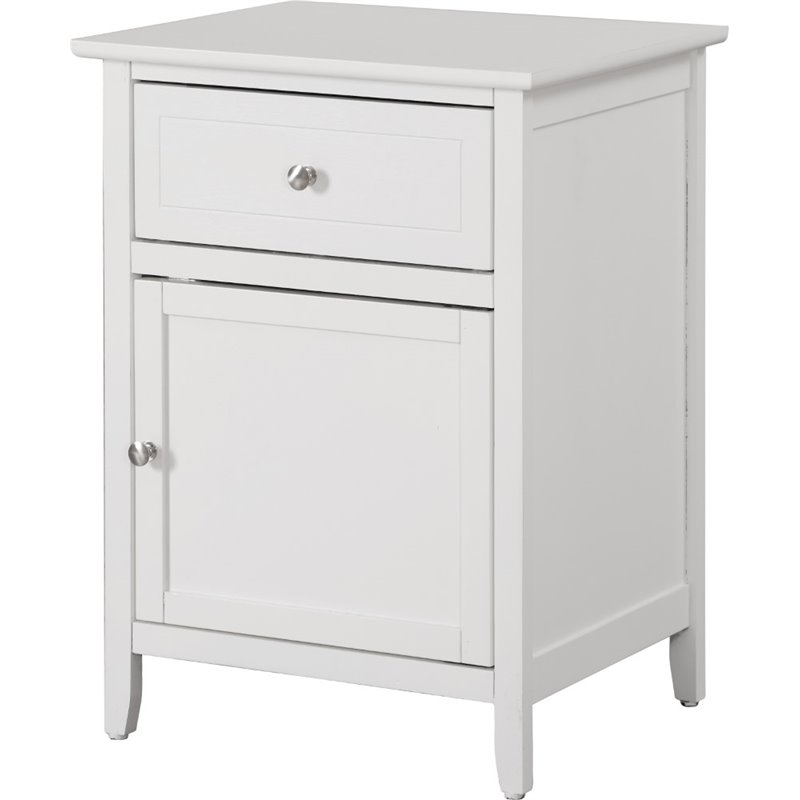 Maklaine Contemporary 1 Drawer 1 Door Nightstand in White Finish