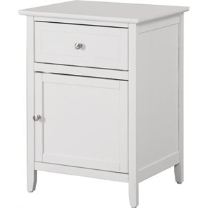 Maklaine Contemporary 1 Drawer 1 Door Nightstand in White Finish